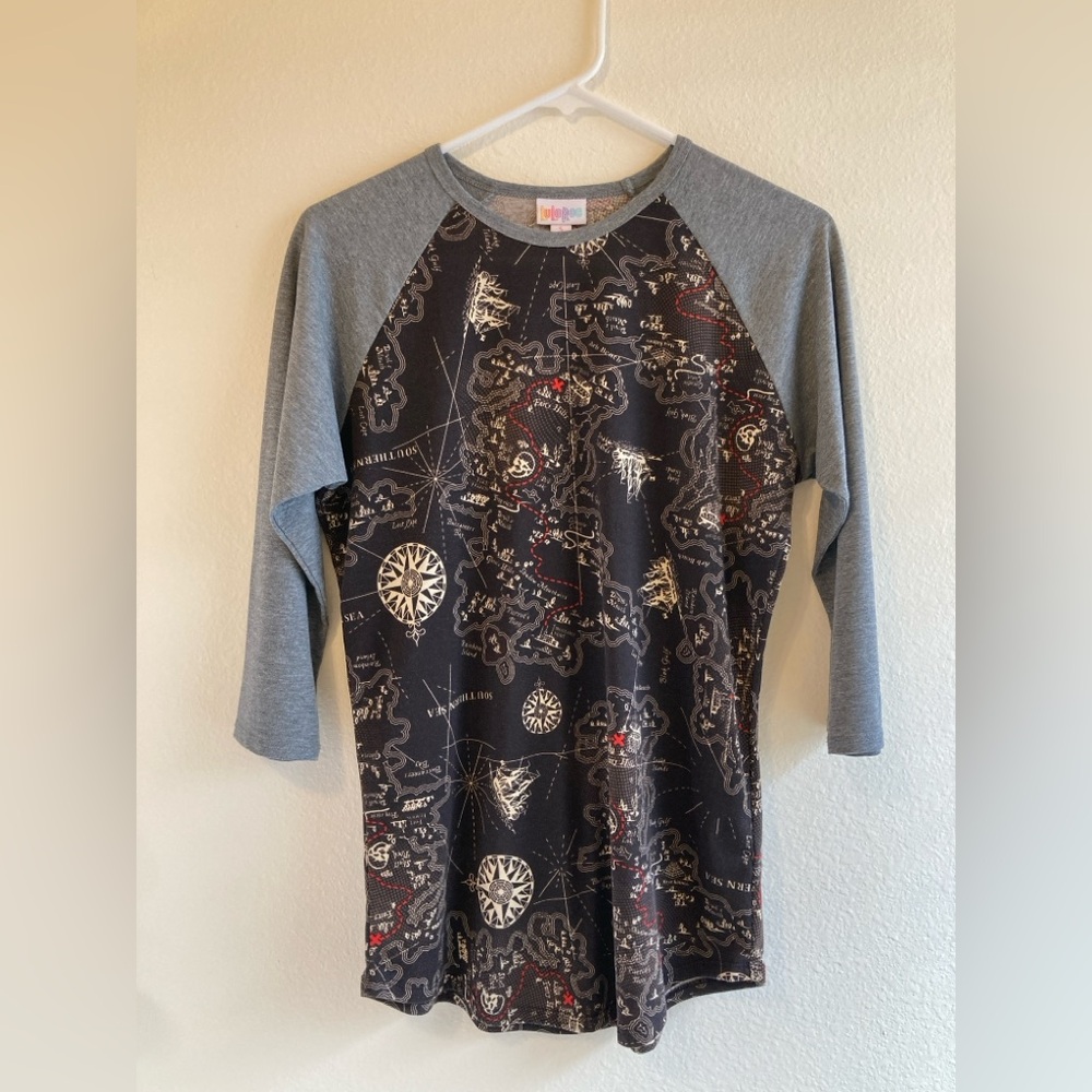 LuLaRoe Unisex Randy T with Antique Map Design Size S - Picture 1 of 11